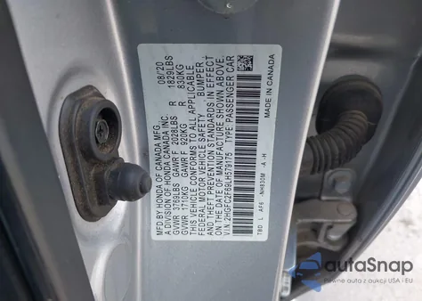 2020 Honda Civic Lx z USA, uszkodzony, nr VIN 2HGFC2F69LH579175